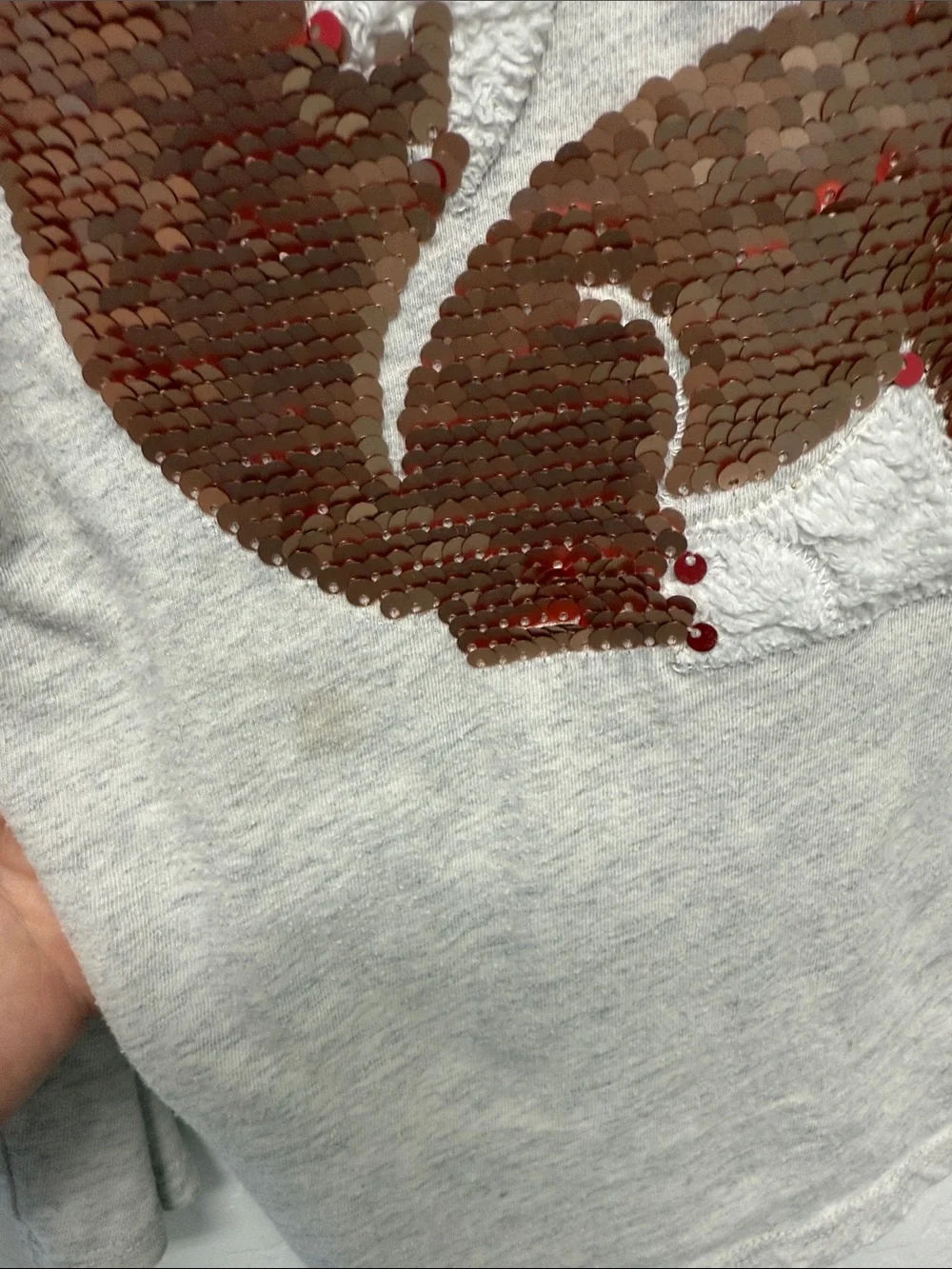 Justice Gray Long-Sleeve Top with Pink Sequin Fox